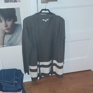 Gray and White Striped Women's Sweater
